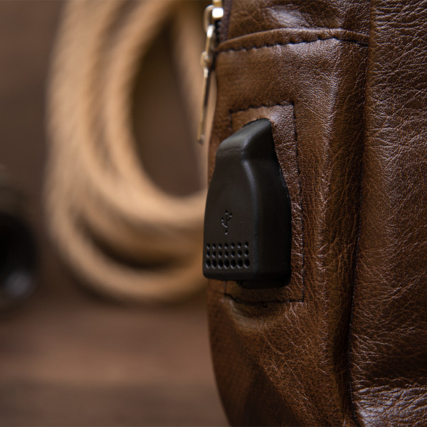 Сумка кросс боди с эмблемой из кожзама Vintage 20569 Коричневая