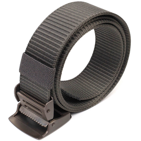 Практичный мужской ремень с металлической пряжкой из текстиля 20597 Vintage Серый