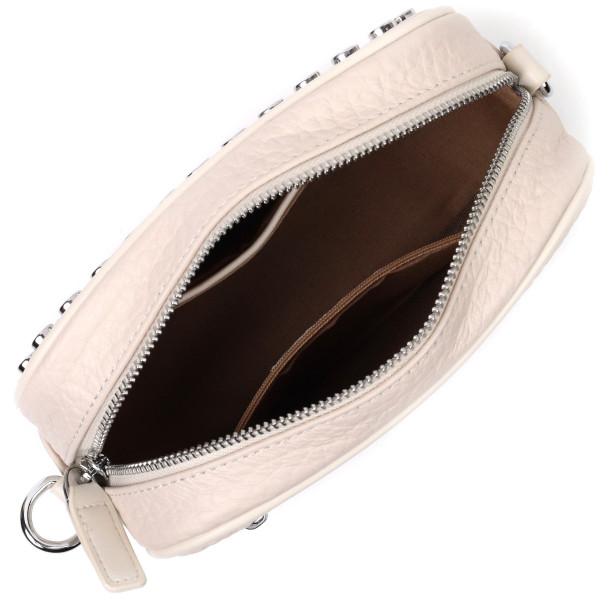 Кожаная сумка декорированная металлическими кнопками Vintage 22334 Белая