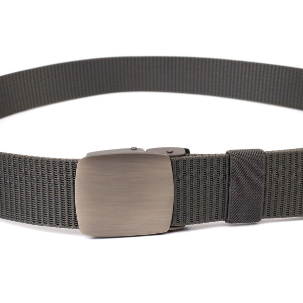 Практичный мужской ремень с металлической пряжкой из текстиля 20597 Vintage Серый