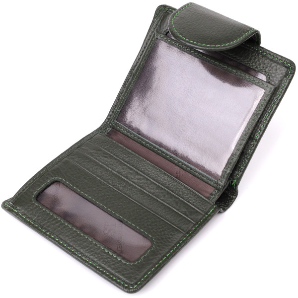 Вертикальный женский кошелек из натуральной кожи ST Leather 23070 Зеленый