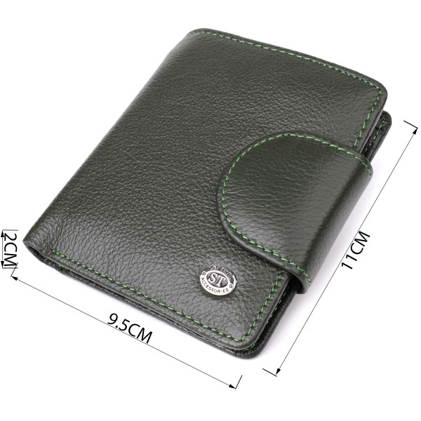 Вертикальный женский кошелек из натуральной кожи ST Leather 23070 Зеленый