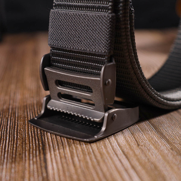 Практичный мужской ремень с металлической пряжкой из текстиля 20597 Vintage Серый