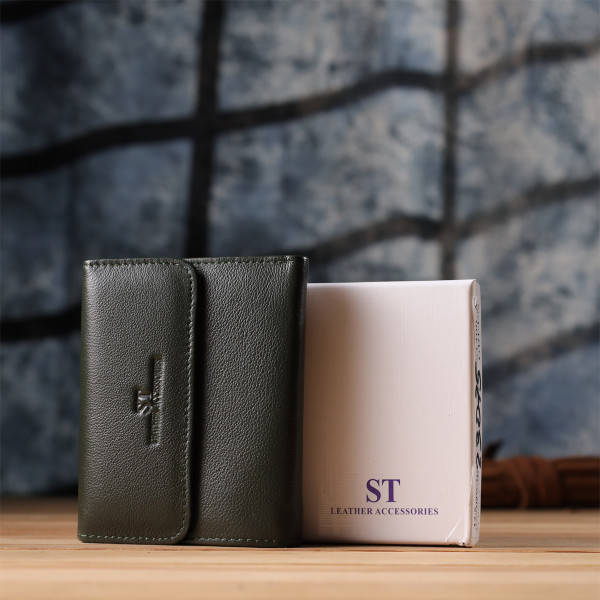 Стильный кошелек среднего размера из натуральной кожи ST Leather 23075 Зеленый