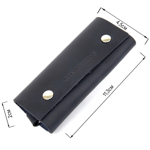 Ключница тубус кожаная на кнопках Grande Pelle 11343 Синяя