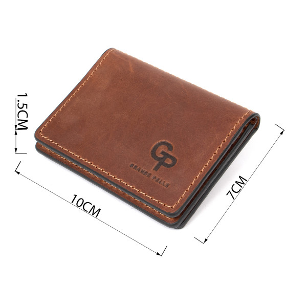 Кожаная компактная визитница GRANDE PELLE 11489 Коричневый