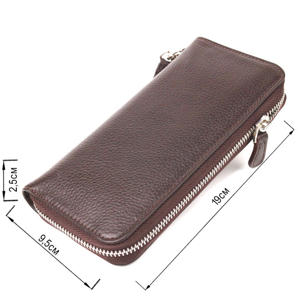 Практичный кошелек для женщин из натуральной зернистой кожи CANPELLINI 21617 Коричневый