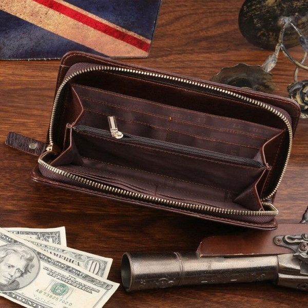 Кожаная мужская барсетка Vintage 14193 Коричневая