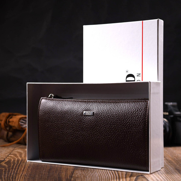 Практичный мужской клатч из натуральной кожи флотар BOND 22051 Коричневый