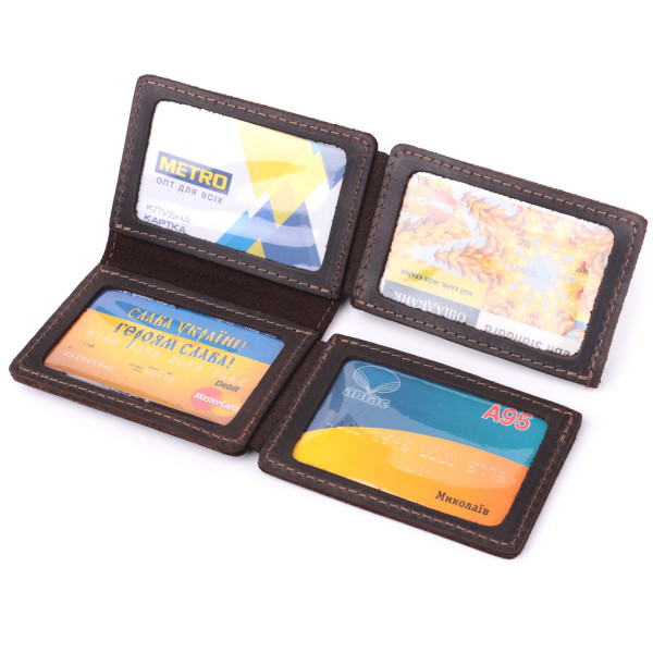 Стильная обложка на автодокументы в винтажной коже GRANDE PELLE 22873 Темно-коричневая