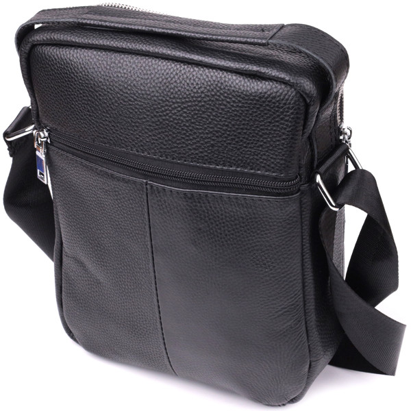 Практичная вертикальная сумка для мужчин из натуральной кожи Vintage sale_15114 Черный