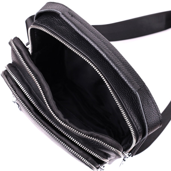 Практичная вертикальная сумка для мужчин из натуральной кожи Vintage sale_15114 Черный