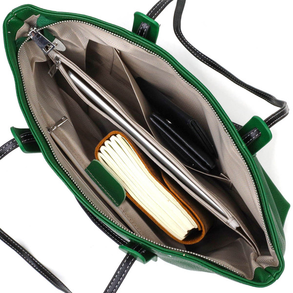 Сумка для женщин вместительная из натуральной кожи 22119 Vintage Зеленая