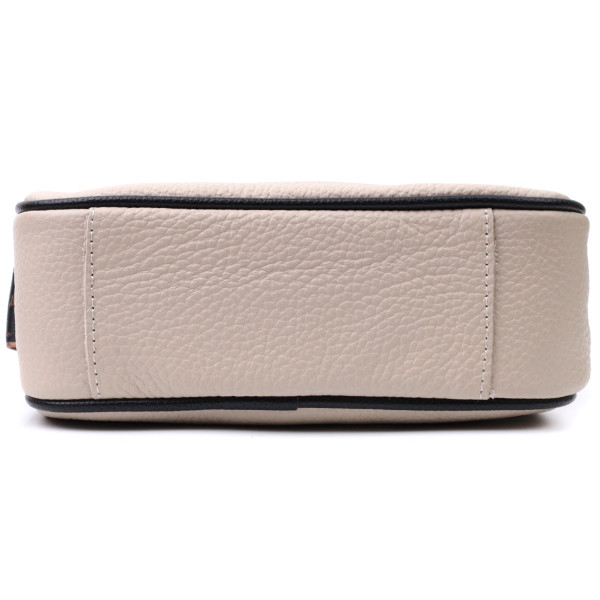 Женская сумка с вышивкой на лицевой стороне из натуральной кожи Vintage 22625 Бежевая