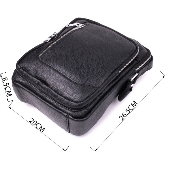 Практичная вертикальная сумка для мужчин из натуральной кожи Vintage sale_15114 Черный