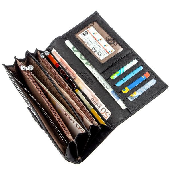 Женский кошелек с монетницей на молнии Boston 18849 Черный