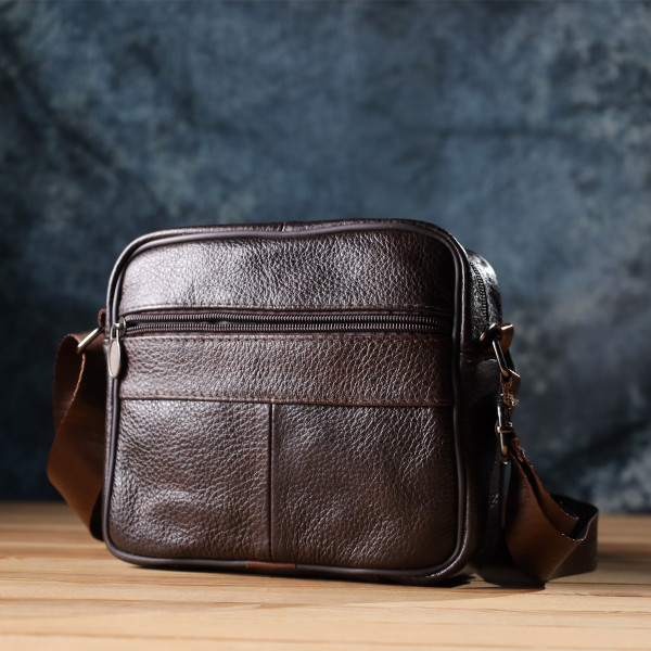 Горизонтальная удобная сумка с ручкой для мужчин из натуральной кожи Vintage 22940 Коричневый