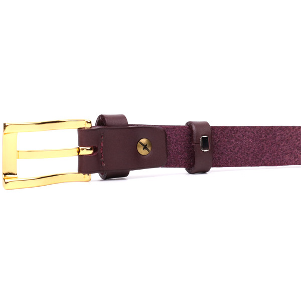 Модный узкий кожаный ремень для женщин GRANDE PELLE 22953 Бордовый