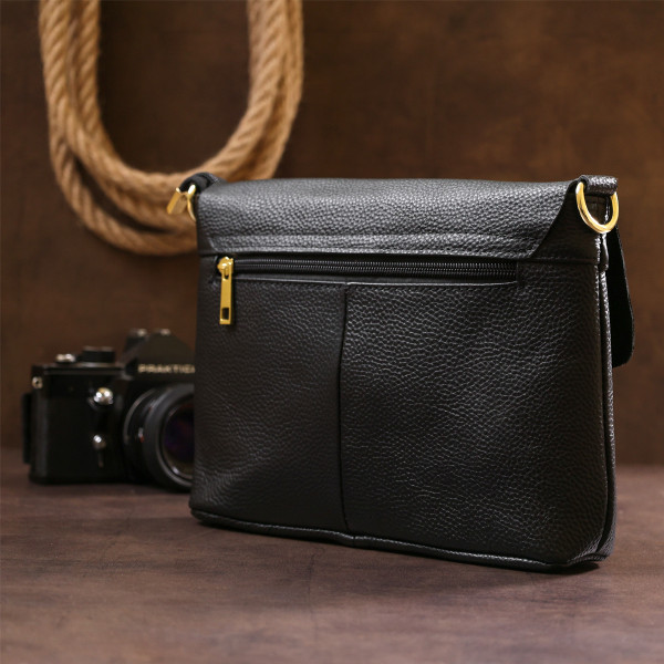 Небольшая кожаная женская сумка Vintage 20685 Черный