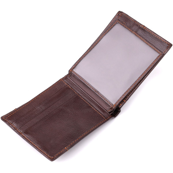 Горизонтальный стильный кошелек из натуральной кожи Vintage 22888 Коричневый