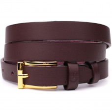 Модный узкий кожаный ремень для женщин GRANDE PELLE 22953 Бордовый