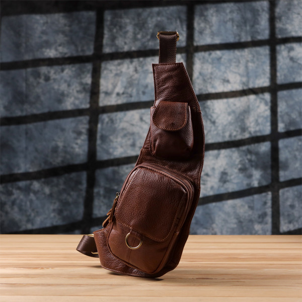 Мужская сумка через плечо из натуральной кожи Vintage 22960 Коричневый