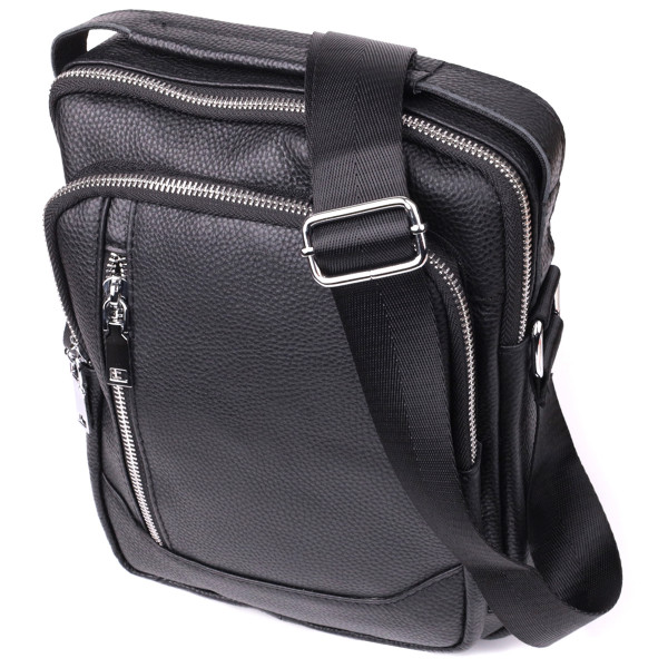 Практичная вертикальная сумка для мужчин из натуральной кожи Vintage sale_15114 Черный