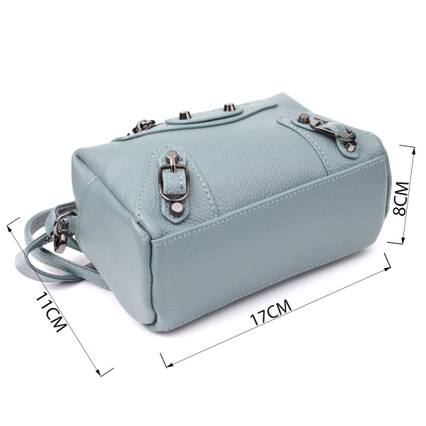 Элегантная женская сумка из натуральной кожи с современным декором Vintage 22925 Голубой