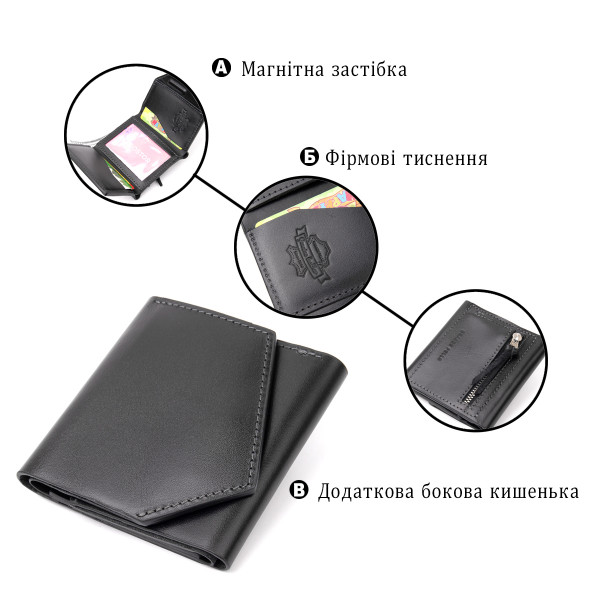 Портмоне карманное 11336 Grande Pelle Черное