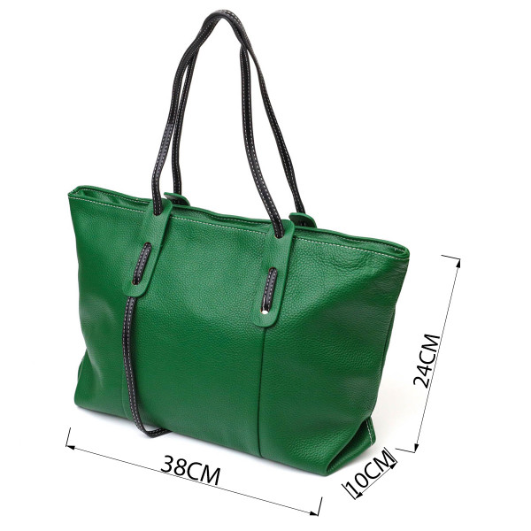 Сумка для женщин вместительная из натуральной кожи 22119 Vintage Зеленая