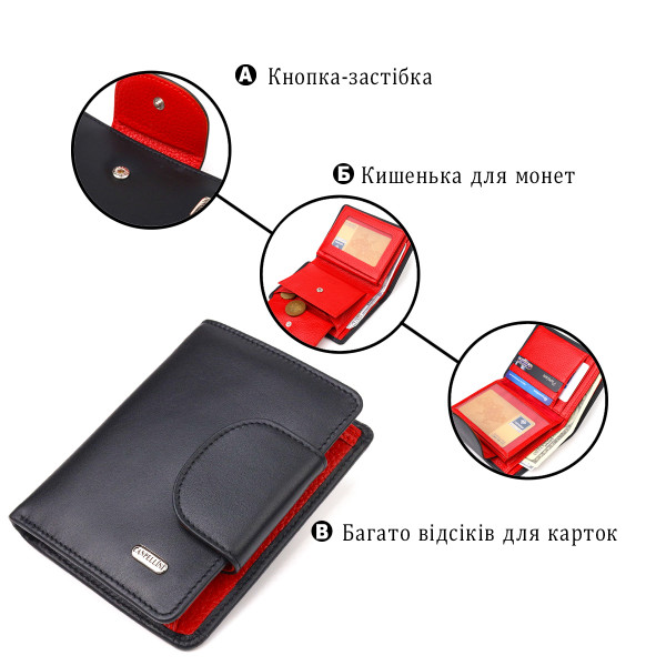 Удобный вертикальный кошелек из натуральной гладкой кожи CANPELLINI 21683 Черный