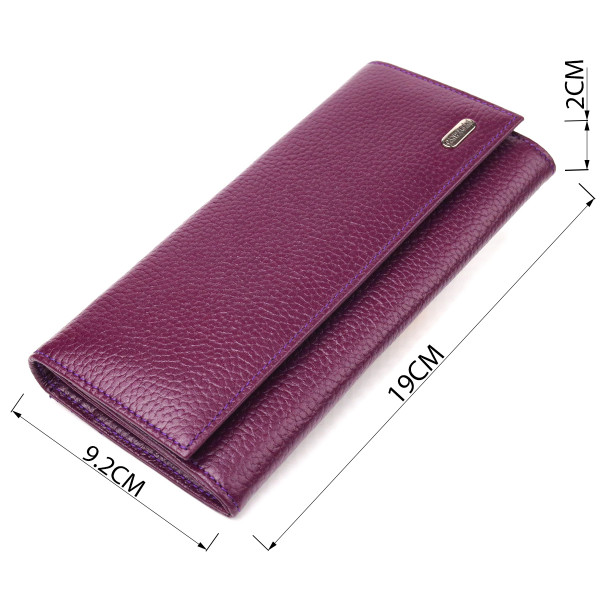 Женский вместительный кошелек из натуральной зернистой кожи CANPELLINI 21630 Фиолетовый