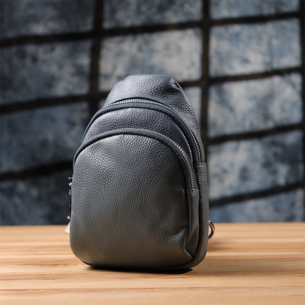 Универсальная женская сумка-слинг из натуральной кожи Vintage 22937 Синий