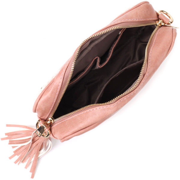 Женская сумка с плюшевой вставкой на лицевой стороне из экокожи Vintage sale_15133 Розовый