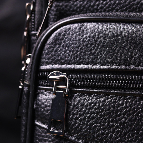 Вместительная мужская сумка кожаная 21271 Vintage Черная