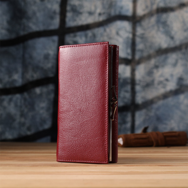 Модный женский кошелек на магнитах из натуральной кожи ST Leather 23113 Бордовый