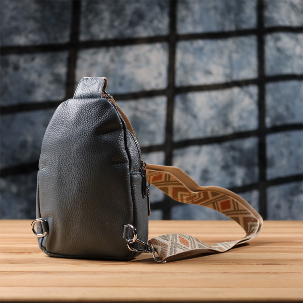 Универсальная женская сумка-слинг из натуральной кожи Vintage 22937 Синий