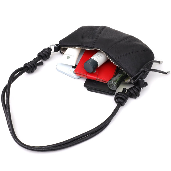 Женская полукруглая сумка из натуральной кожи Vintage 22932 Черный