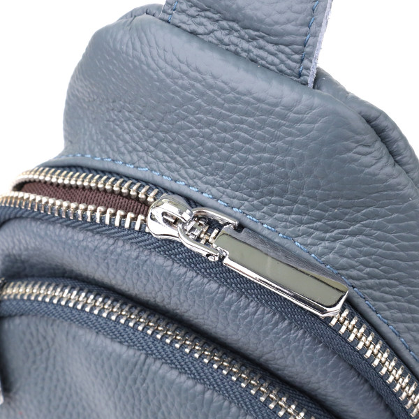 Универсальная женская сумка-слинг из натуральной кожи Vintage 22937 Синий