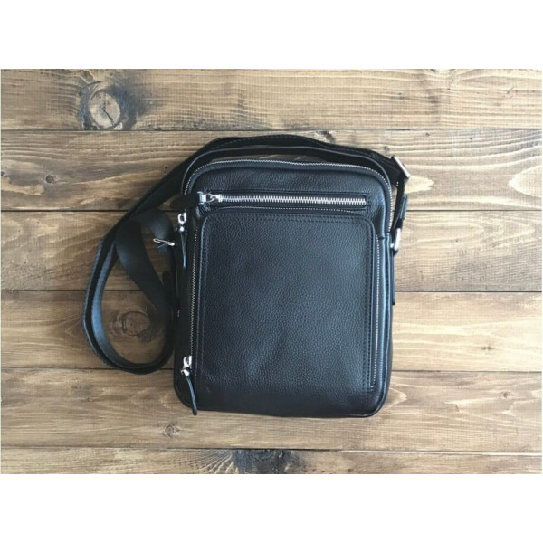 Сумка мессенджер Vintage 14578 кожаная Черная
