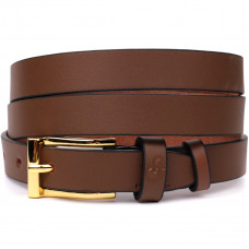 Модный узкий кожаный ремень для женщин GRANDE PELLE 22954 Светло-коричневый