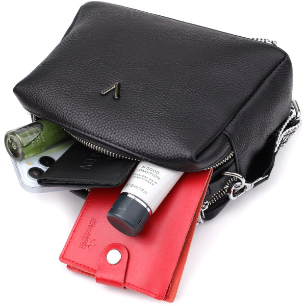 Женская сумка на два отделения из натуральной кожи Vintage 22919 Черный