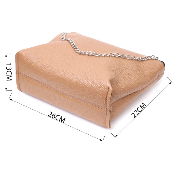 Лаконичная вместительная сумка для женщин из натуральной кожи GRANDE PELLE 11696 Бежевая