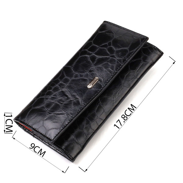 Необычный женский кошелек из натуральной фактурной кожи CANPELLINI 21834 Черный