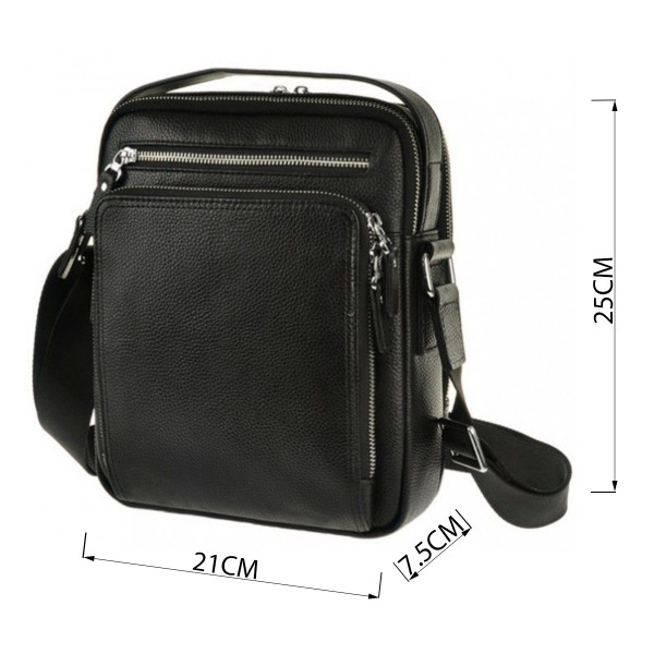 Сумка мессенджер Vintage 14578 кожаная Черная
