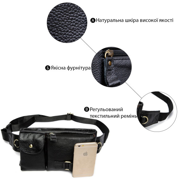 Сумка на пояс Vintage 14734 Черная