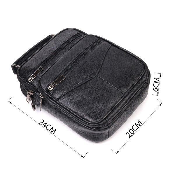 Вместительная мужская сумка кожаная 21271 Vintage Черная