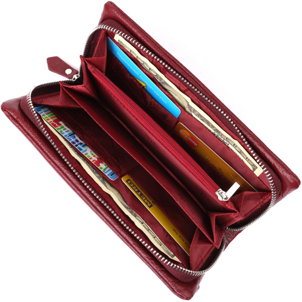 Кожаный женский кошелек-клатч с отделением под телефон ST Leather 23102 Бордовый