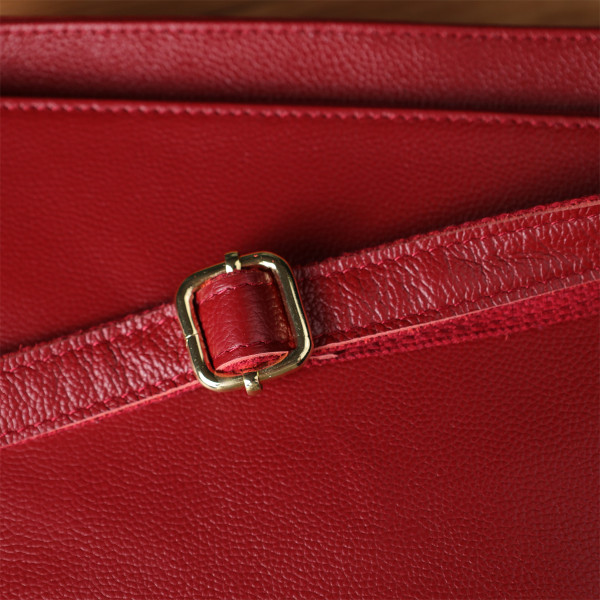 Элегантная женская сумка с твердым дном из натуральной кожи Vintage 22982 Красный