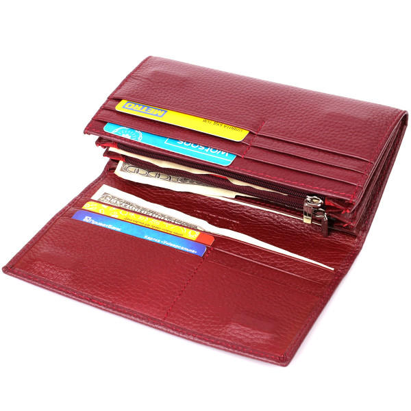 Практичный вертикальный кошелек из натуральной кожи ST Leather 23085 Бордовый